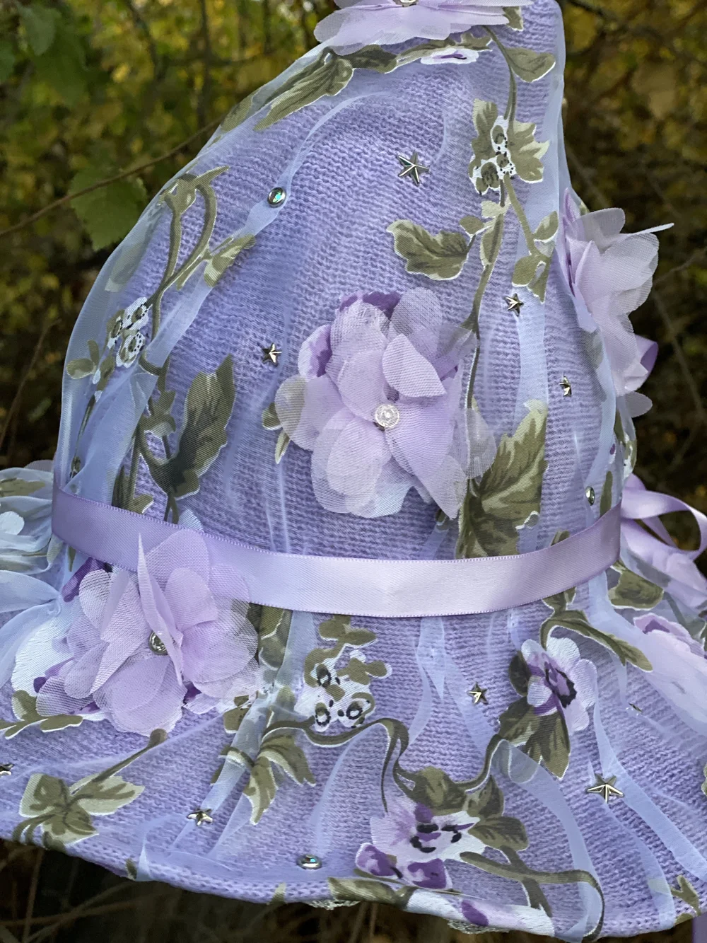 Lavender Floral Lace Witch Hat